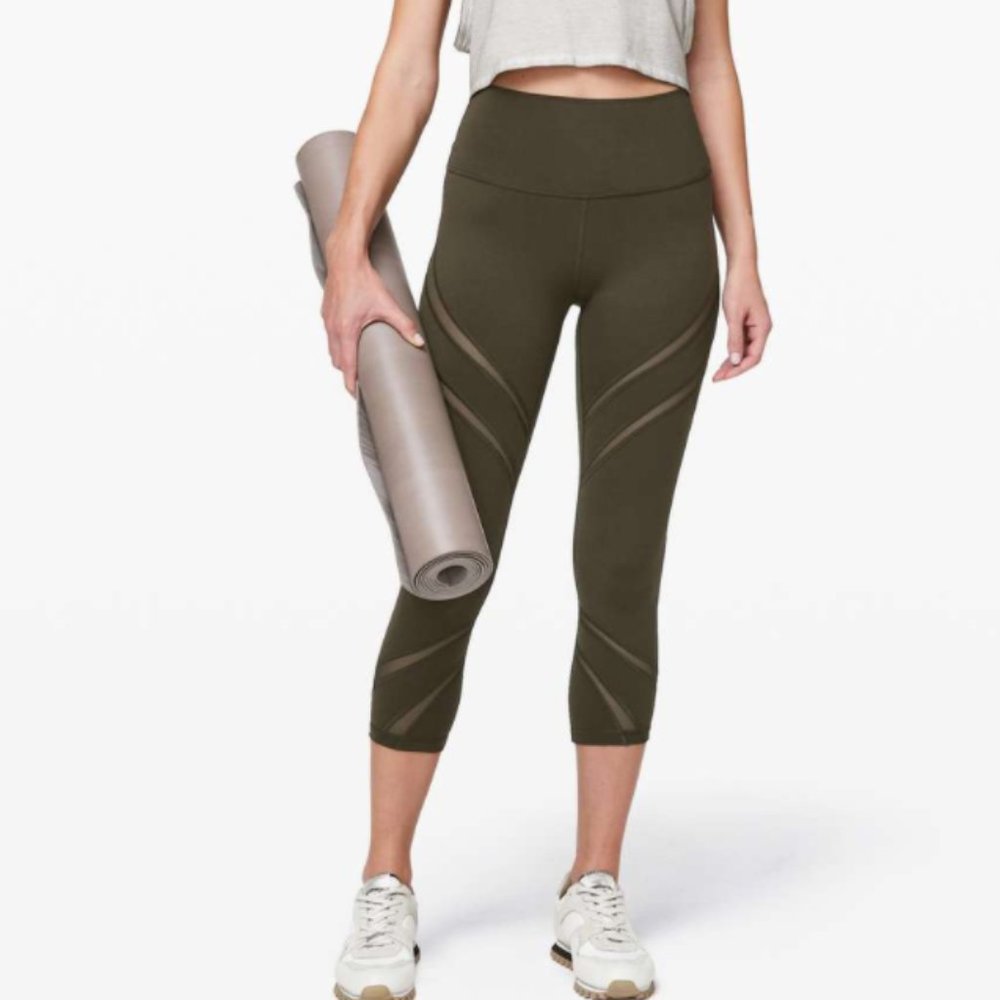 Lululemon Wunder Under High-Rise Crop 21" *Mesh Dark Olive